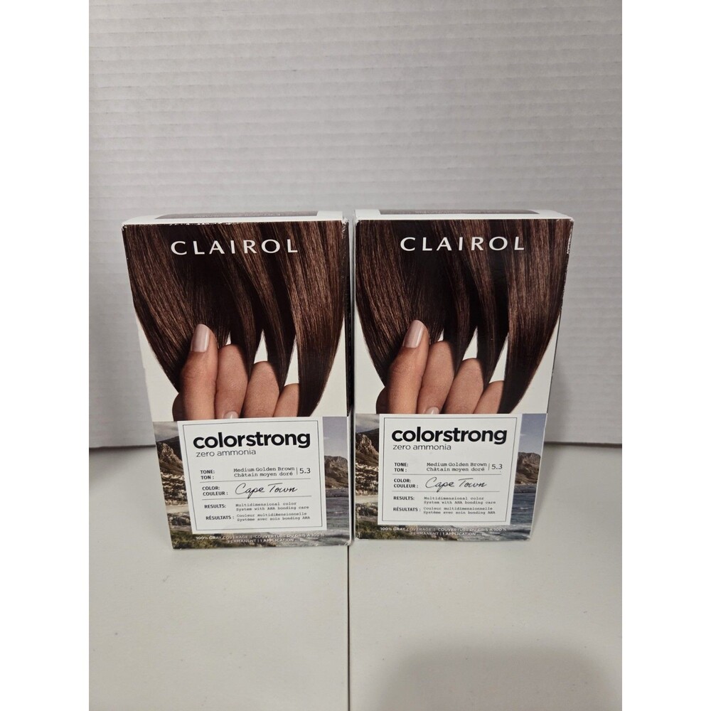 LOT OF 2 CLAIROL COLORSTRONG HAIR COLOR 5.3 MEDIUM GOLDEN BROWN NEW IN BOX